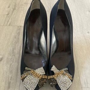 Giuseppe Zanotti Black Heels with Gold and Silver Embellishments